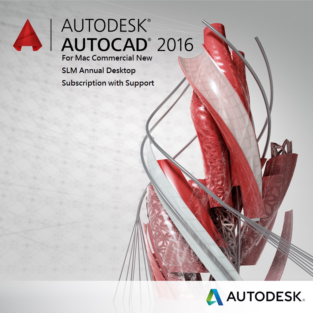 Autodesk AutoCAD for Mac 2016 Commercial New SLM Annual Desktop Subscription with Support (H-ACADMAC16-ADTS)